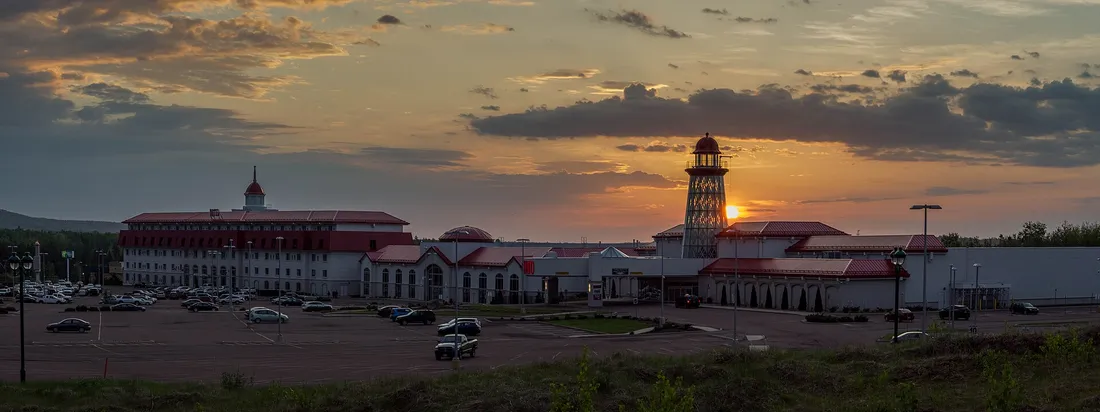 Casino New Brunswick hotel, wings and tower at sunset
